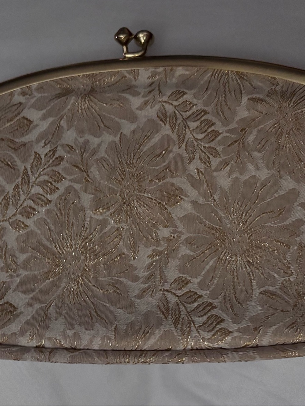Gold Floral Jacquard Clutch Bag - Avon Vintage by Kadin 1960's